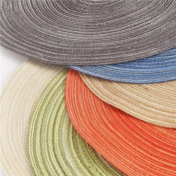 Round Placemat, Set of 4 Braided Washable Table Mats 15 Inches-Beige - Picture 5 of 6